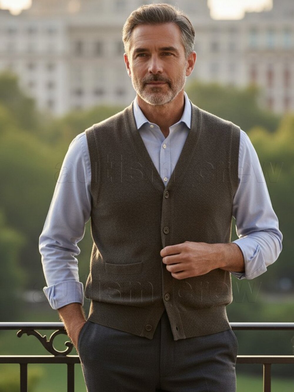 2/$40 💥♻ Banana Republic Brown Italian Wool Blend Sweater Vest | Small | 1246